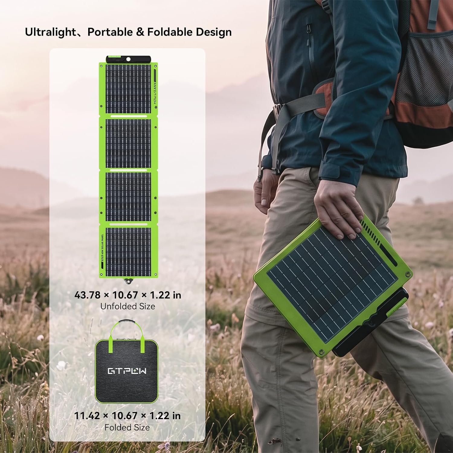 40W Dual-Panel -Ultralight、 Portable & Foldable Design