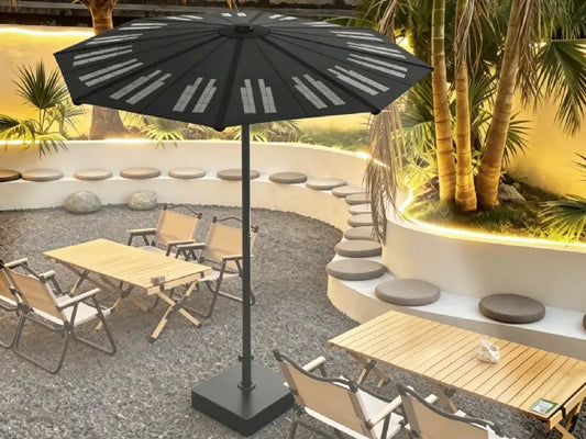 GTPOW Solar Umbrella: Off-Grid Shade with Power, Lighting & Wi-Fi