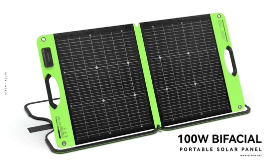 Power Anywhere. Travel Light - GTPOW 100W Bifacial Portable Solar Panel