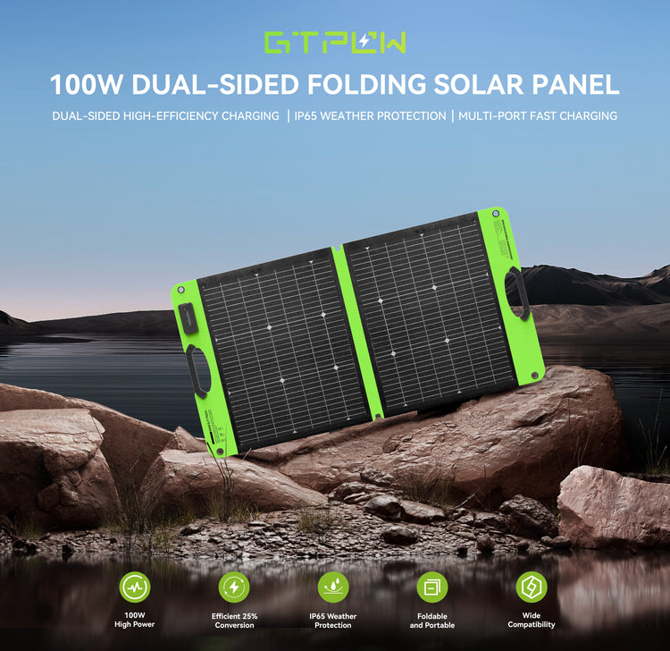 GTPOW 100W Bifacial Portable Solar Panel