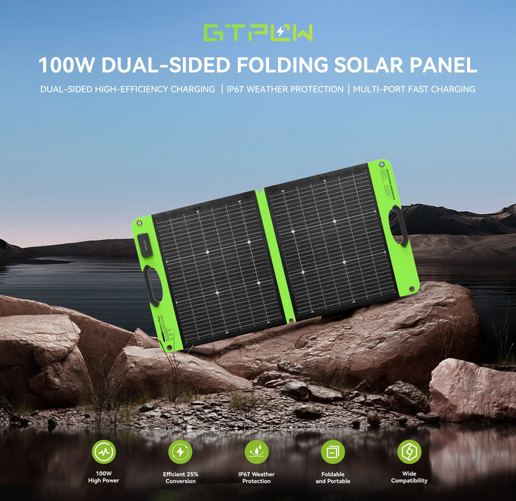GTPOW 100W Bifacial Portable Solar Panel